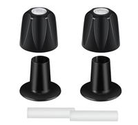 Metal Shower Knobs Matte Black 2 Pack Replacement & Flange Base Hot and Cold Shower Knobs Compatible with Price/Pfister Verve Tub/Shower Faucet Handle Set for 5.5" Height, 12 Teeth