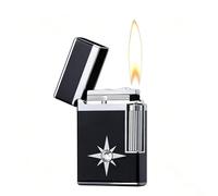 Metal Side-Roller Gas Lighter, Classic Piano Tone, Retro Soft Flame, Adjustable Flame Size, for Men, Butane-Free