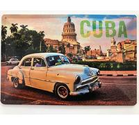 Metal Sign 20 x 30 cm Cuba Vintage Car Cuba Havana Cathedral Tin Sign