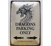 Metal Sign 20 x 30 cm Dragons Parking Only Tin Sign