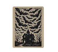 Metal Sign 40x30cm, Wall Art, Haunted House with Bats Illustration | Set up the dining area for winter with metal display signs as a more individual look.