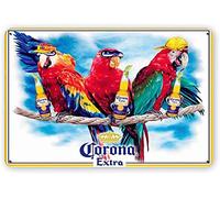 Metal Sign 8X12 Inch - Funny Retro Cor-Ona Parrot Aluminum Tin Signs for Home Kitchen Coffee Farm Wall Art Decor