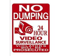 Metal Sign 8X12 Inches No Dumping Video Surveillance Sign, Funny Decorative Yard Signs Outdoors Home Metal Aluminum Wall Sign Reflective Safety Sign