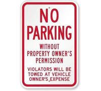 Metal Sign 8X12 Inches No Parking Without Property Owner'S Permission Violators Will Be Towed At Vehicle Sign Funny Yard Decorative Signs Outdoors Home Metal Aluminum Wall Sign Safety Sign