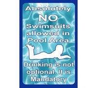 Metal Sign 8X12 Inches No Swimsuits Allowed In Pool Area Blue Funny Pool Decorative Metal Aluminum Sign Pool Owner