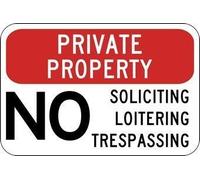 Metal Sign 8X12 Inches Private Property No Soliciting Loitering Trespassing Sign Funny Yard Decorative Signs Outdoors Home Metal Aluminum Wall Sign Safety Sign
