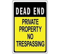 Metal Sign 8X12 Inches Rustic Metal Sign Post Dead End Private Property No Trespassing Aluminum Wall Art Plaque Decoration