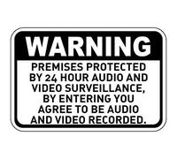 Metal Sign 8X12 Inches Vintage Wall Decoration Sign Warning Premises Protected By 24 Hour Audio And Video Metal Post Plaue For Women Men