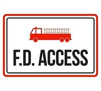 Metal Sign 8X12 Inches Wall Art Decorative Signs F.D Access Red Black And White Business Commercial Safety Warning Large Metal Room Plaque Funny Aluminum Sign