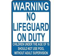 Metal Sign 8X12 Inches Wall Art Decorative Signs Warning No Lifeguard On Duty Children Not Use Pool Metal Room Plaque Funny Aluminum Sign