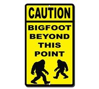 Metal Sign 8X12 Inches Yard Fence Garage Decorative Sign Caution Bigfoot Beyond This Point Safety Sign Metal Pet Sign Gift