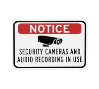 Metal Sign - Aluminum Security Camera & Audio Recording Sign for Indoor & Outdoor - 12" x 8"
