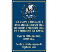 Metal Sign Aluminum Tin Sign Property Protected by Seabee Outdoor Home Yard Street Garden Garage Door Metal Signs 12x8inch