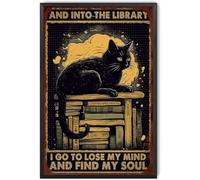 Metal Sign And Into The Library I Go To Lose My Mind And Find My Soul Funny Metal Tin Sign Art Iron Signs For Kitchen Hotel Living 20X30Cm