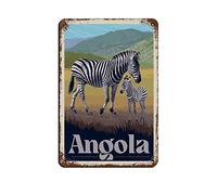 Metal Sign Angola Africa Retro Decor Art Sign Home Kitchen Bar Cafe Club Cave Wall Decor Vintage Travel Tin Sign 15 * 30cm