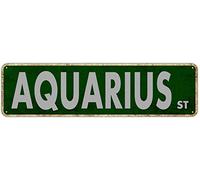 Metal Sign Aquarius St Retro Tin Signs Funny Aluminum Front Door Garden Yard Wall Pub Club Hanging Poster Decor 4x16 Inch