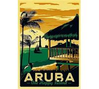 Metal Sign Aruba One Happy Island Home Bar Kitchen Restaurant Wall Deocr Plaque Signs Wall Decor Poster Metal Sign 8X12 Inches