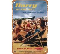 Metal Sign Barry South Wales British Rail Railway Travel Tin Sign Vintage Decor Art Sign Home Kitchen Bar Cafe Club Cave Wall Decor Retro Tin Sign 30x43cm
