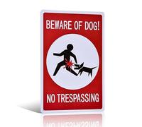 Metal Sign - Beware of dog no TRESPASSING Vintage Metal Tin Sign Home Cafe Club Bar Poster Wall Decor