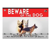 Metal sign Beware of the dog german shepherd