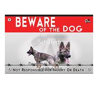Metal sign Beware of the dog german shepherd