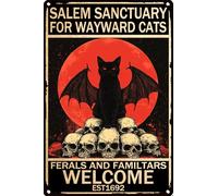 Metal Sign Cat Tin Sign Salem Sanctuary For Wayward Cats Ferals And Familtars Welcome For Home Office Yard Garden Shop Cafe Wall Decor 8x12 Inch