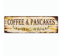 Metal Sign Coffee & Pancakes Vintage Tin Signs for Kitchen Home Garden Wall Bar Cafe Decor 4x16 Inches