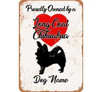 Metal Sign - CUSTOM DOG NAME - Long Coat Chihuahua - Vintage Look home decor