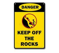 Metal Sign Danger Keep Off The Rocks Signs Warning Traffic Road Street Caution Sign Safety Sign Outdoor Signs Aluminum-8x12inch