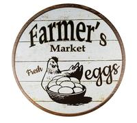 Metal Sign - Decor Signs Indoor/Outdoor Farmers Market Eggs Wholesale Novelty Metal Circular Sign