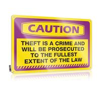 Metal Sign Decor Vintage Caution Theft Is A Crime And Will Be Prosecuted To The Fullest Extent Of The Law Tin Sign Tin Signs For Garage Metal Signs For Man Cave(20X30CM)