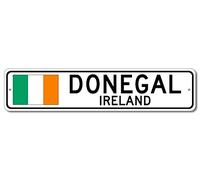 Metal Sign Donegal, Ireland - Irish Flag Street Sign Aluminum Tin Signs Gifts for Home Kitchen Coffee Bar Farm Wall Art Decor, 4X16 Inch