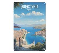 Metal Sign，Dubrovnik Croatia Coast，Tin Sign Vintage Metal Signs Iron Painting Retro Metal Tin Sign Plaque Poster Garden Wall Art Plaque for House Bathroom Kitchen Cafe (30x40cm）-U40