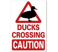 METAL SIGN Ducks wildfowl crossing CAUTION Red White a3 a4 a5