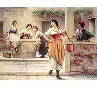 Metal Sign Eugene De Blaas Flirtation At The Well A4 12x8 Aluminium