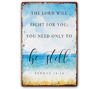 Metal Sign Exodus 14 14 Bible Verse Wall Art Print, Scripture Print For Christian Home Decor, Be Still Poster Bedroom Picture Gifts For Living Room 5.5x8 Inch