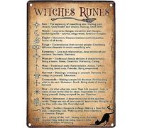 Metal Sign for Kitchen Witches Runes Metal Sign, Wiccan Magick Runes Metal Sign, Witchcraft Knowledge Retro Metal Tin Sign Posters Wall Decor 6x8 Inch