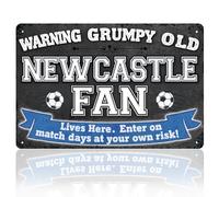 Metal Sign for Newcastle United, Warning Grumpy Old Newcastle Fan Lives Here Funny Sign, Metal Poster Wall Decor Newcastle United Gifts for Men Boys