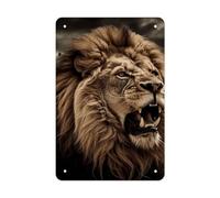 Metal Sign for Outdoor, Personalized Tin Angry Lion Signs for Wedding, Custom Wall Art Plaques for Home, Multifunctional Wall Decor Posters for Business, 7.9x11.8Inch