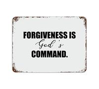 Metal Sign Forgiveness Is God's Command Aluminum Sign Vintage Farmhouse Metal Sign Decor with Sayings Tin Sign for Wall Art Decor for Indoors Outdoors Bar Bedroom Living Room Garden 16x12in