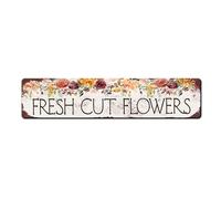 metal Sign Fresh Cut Flowers Floral Metal Garden Sign - garden gate sign - Flower Farmer - Flower Stand Sign - Florist friend gift - Kids garden sign metalen Signs With Sayings 4x16 Inch