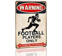 Metal Sign Funny Football Sign for Boys Room Man Cave Football Players Only Tin Sign Wall Decor 8x12 Inch