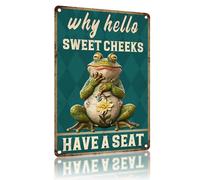 Metal Sign Funny Frog Why Hello Sweet Cheeks Have a Seat Vintage Tin Sign For Room Friends Outdoor Indoor Kitchen Wall Decor 8x12 inches