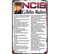 Metal sign Gibbs Rules 69 Rules Funny Garage Home Decor Bars Decor Vintage Bakery Kitchen Cafe Wall Decoration 12x8 Inches