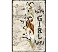 Metal Sign Goathouse Hay Girl Hay Retro Iron Poster Painting Not Easy To Rust Posteration For Patio Home Pub 20X30Cm