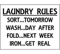 Metal Sign Great Aluminum Tin Laundry Rules Funny House Sticker Sort Wash Fold Iron Washing Clothes Gift 8"x12"