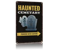 Metal Sign Haunted Cemetery Tin Sign Wall Decor For Kitchen Pub Office 20X30Cm