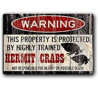 Metal Sign Hermit Crab,Funnys,Crabitat Accessories,Crab Warning,Pet Gift,Exotic Pet, Small Pet,Hermit Crabs Wall Decor Tin Signs Retro Metal Tin Sign 8X12 Inches