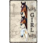 Metal Sign Horsehouse Hay Girl Hay Retro Metal Tin Sign Decor Iron Signs For Home Coffee Patio 20X30Cm