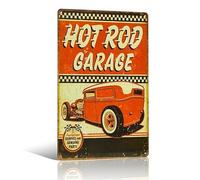 Metal Sign - Hot Rod Garage Vintage Tin Signs Car Motor Oil Route 66 Metal Plate Garage Wall Bar Home Decor With Striking, Man Cave